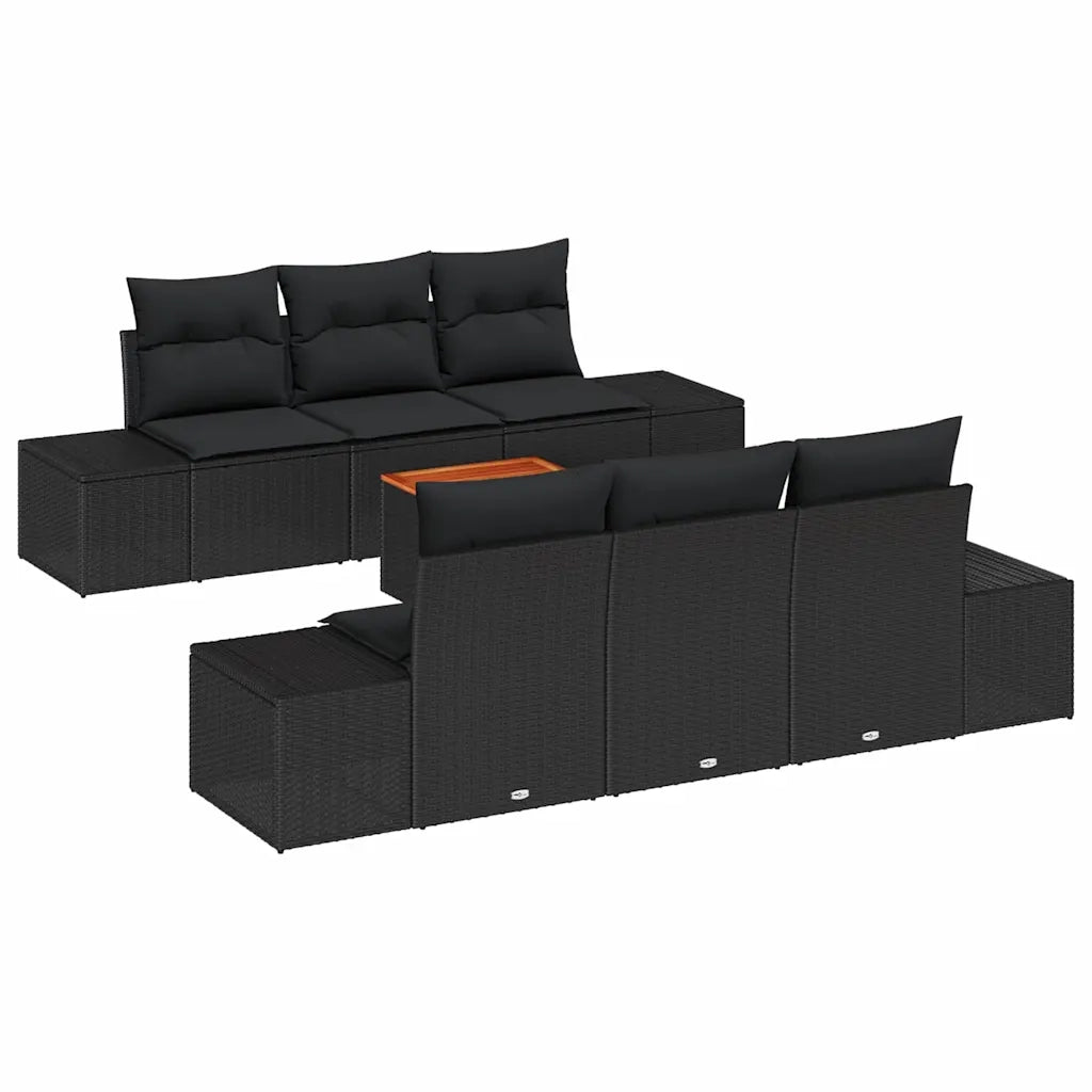Set Divano da Giardino con archiviazione 7 pcs Nero polyrattan 3356574