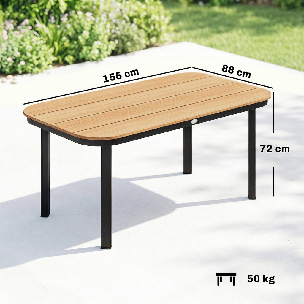 Tavolo da Giardino Rettangolare per 4-6 Persone ¨C Minimal ¨C Legno WPC Naturale 155x88x72cm