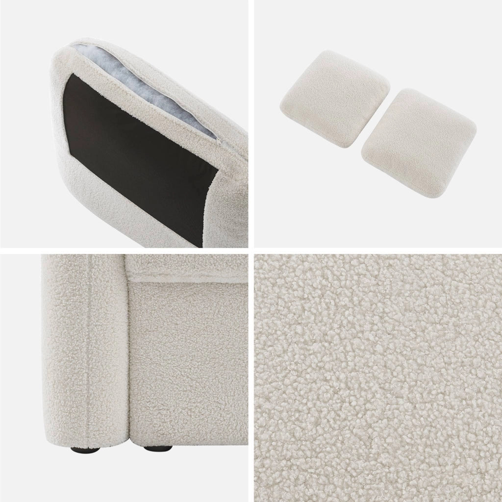 Divano in tessuto bouclé, 3 posti, crema