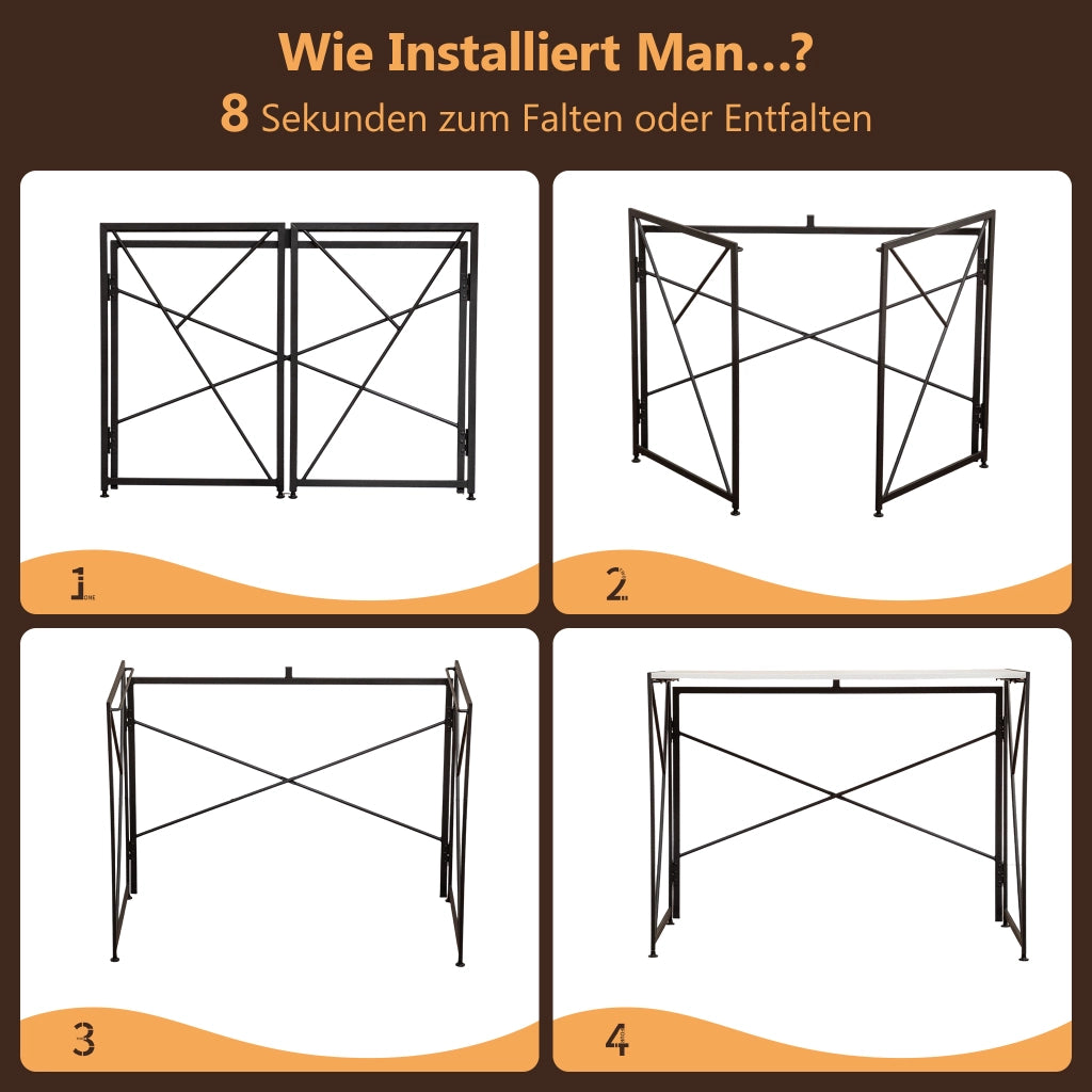 Scrivania pieghevole multifunzione con piano in MDF e struttura in metallo per ufficio e soggiorno 99×50×75 cm