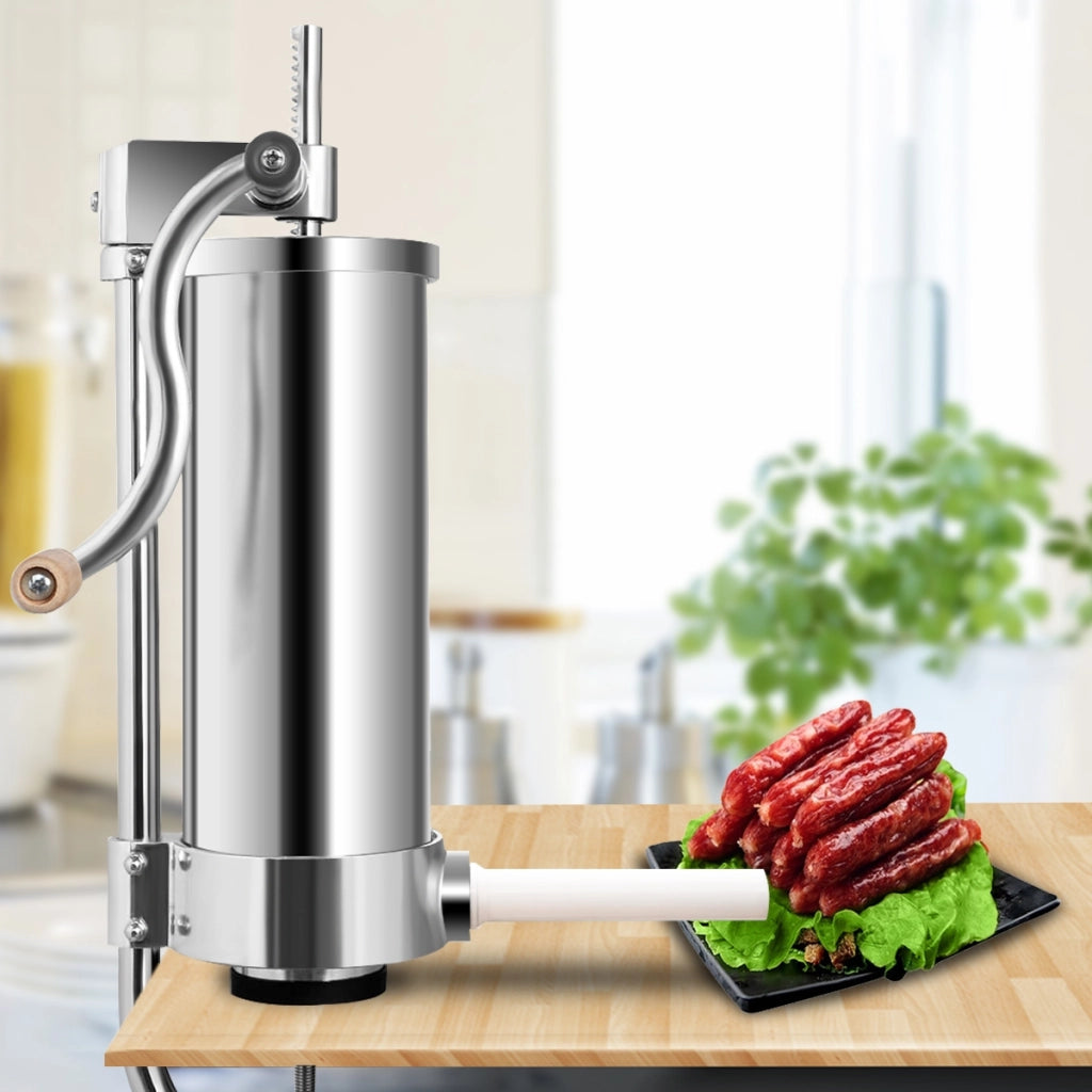 3kg Macchina insaccatrice per salsicce in acciaio inox Insaccatrice salsiccia manuale con 4 tubi di riempimento-Macchine da cucina