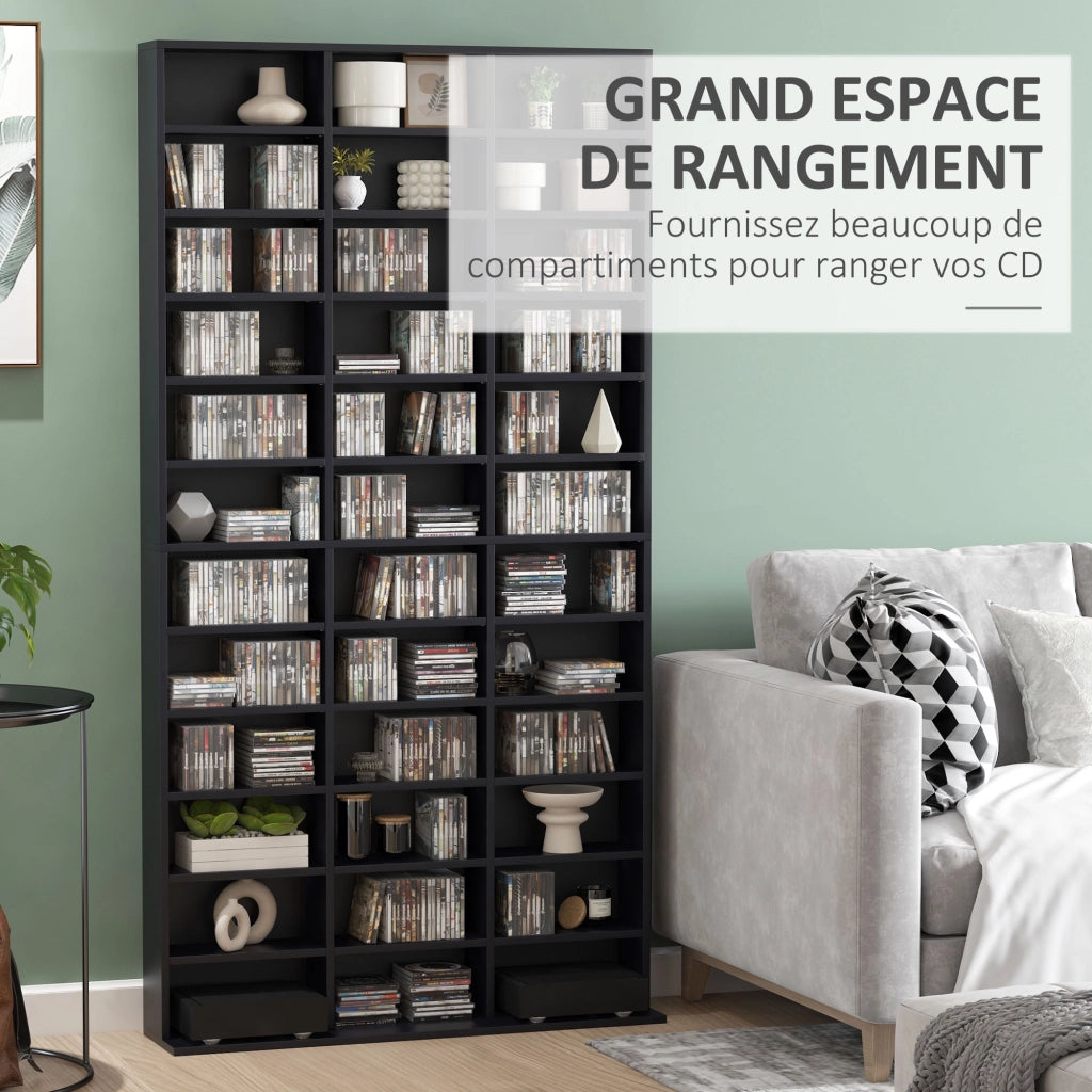 Libreria per CD DVD ¨C Xylo ¨C 36 scomparti ripiani regolabili nero 102x23,5x195cm
