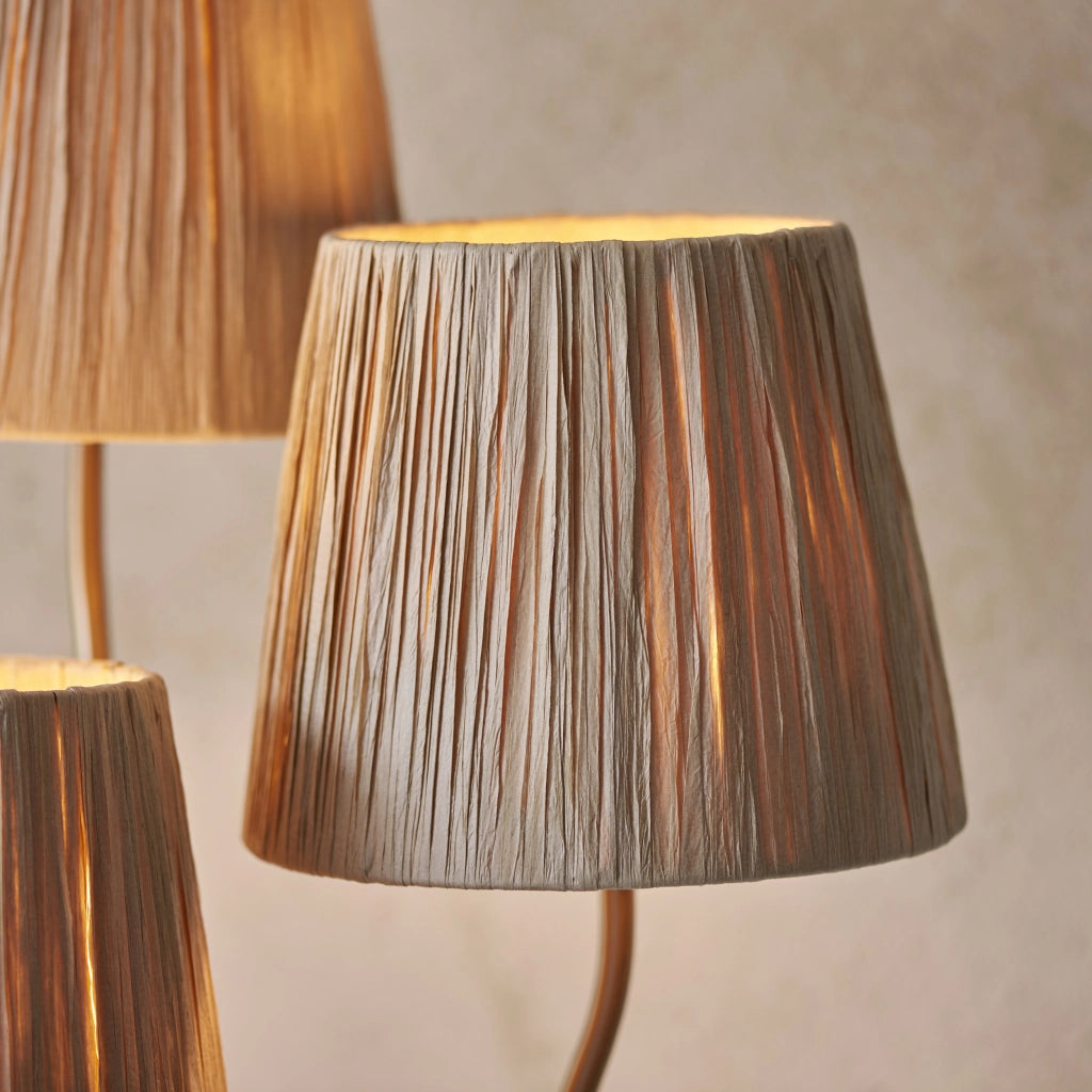 Lampada da terra Wriggle boho ottone e rafia 3 luci E14