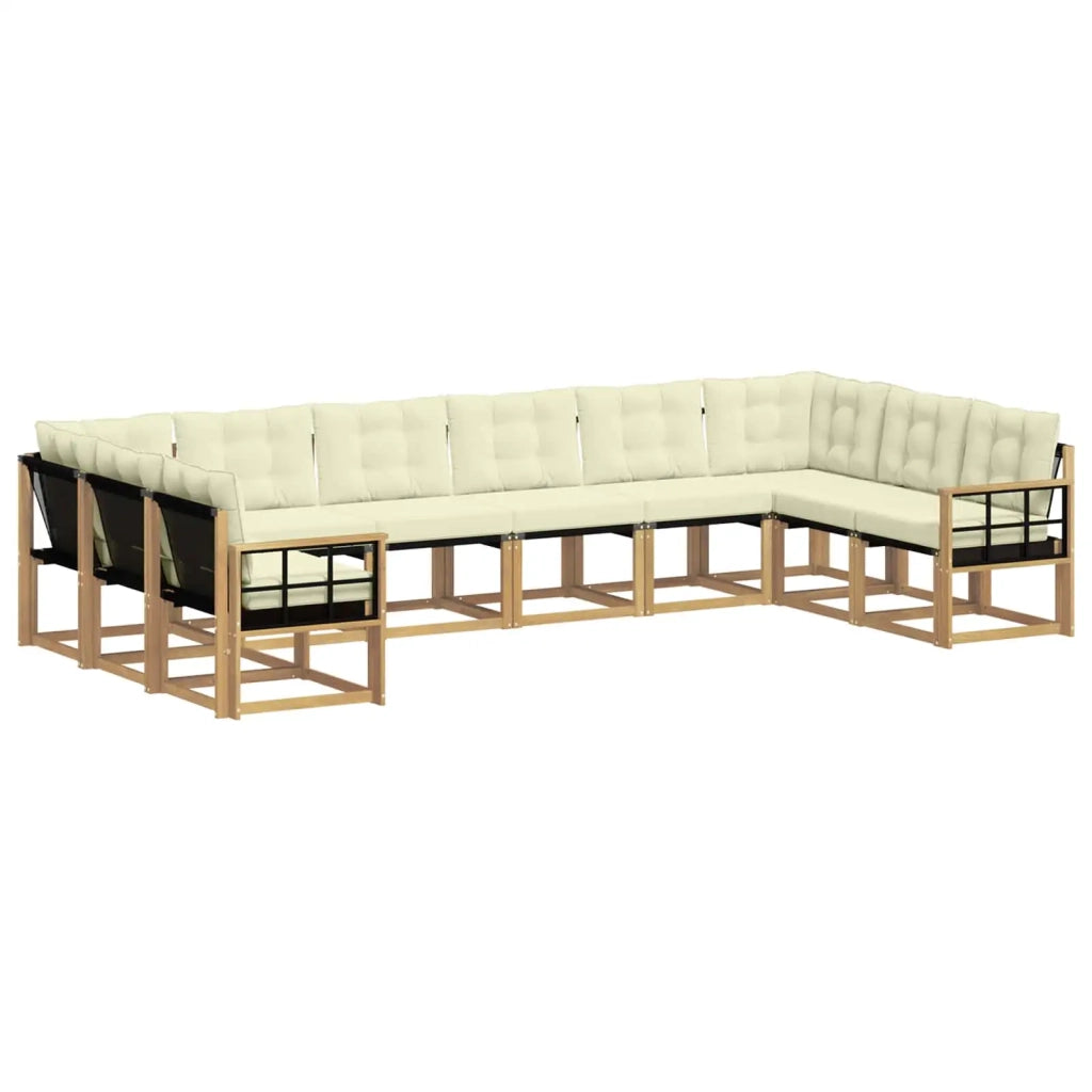 Set di divani da esterno 10 pz Bianco e Crema 3389912