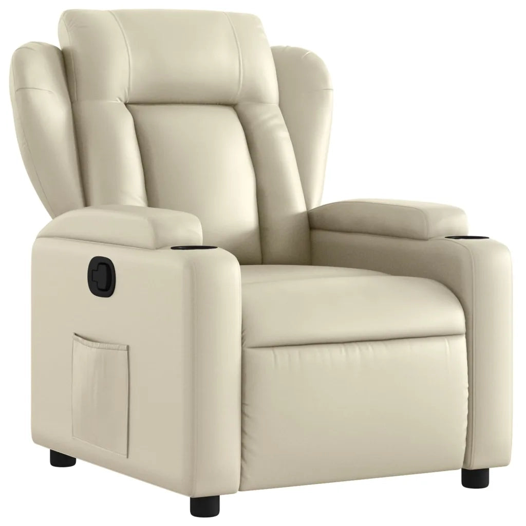 Poltrona | Sedia Relax Reclinabile Crema in Similpelle