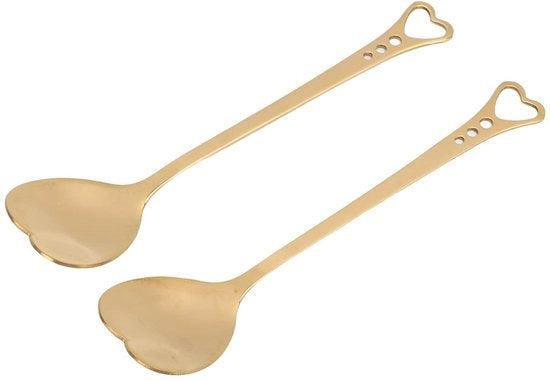 Set di Cucchiai per Dessert a 2 Pezzi in Acciaio Inossidabile - Disegno a Cuore - Manico Ergonomico - Adatto per Gelato/Dessert - Ideale Regalo - Cucchiaio per Dessert
