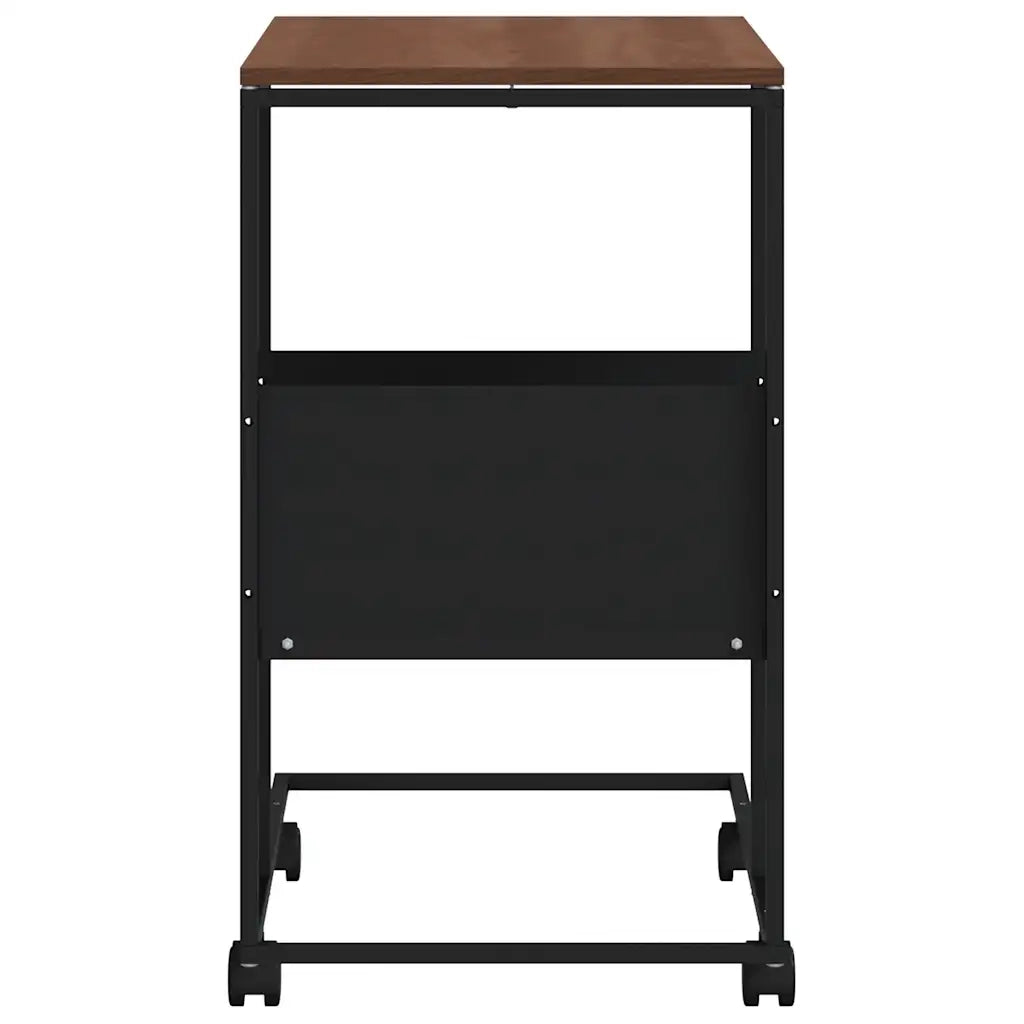 Tavolino con Ruote-Tavolino da soggiorno-Tavolo Nero 55x36x63,5 cm in Legno Multistrato 577989
