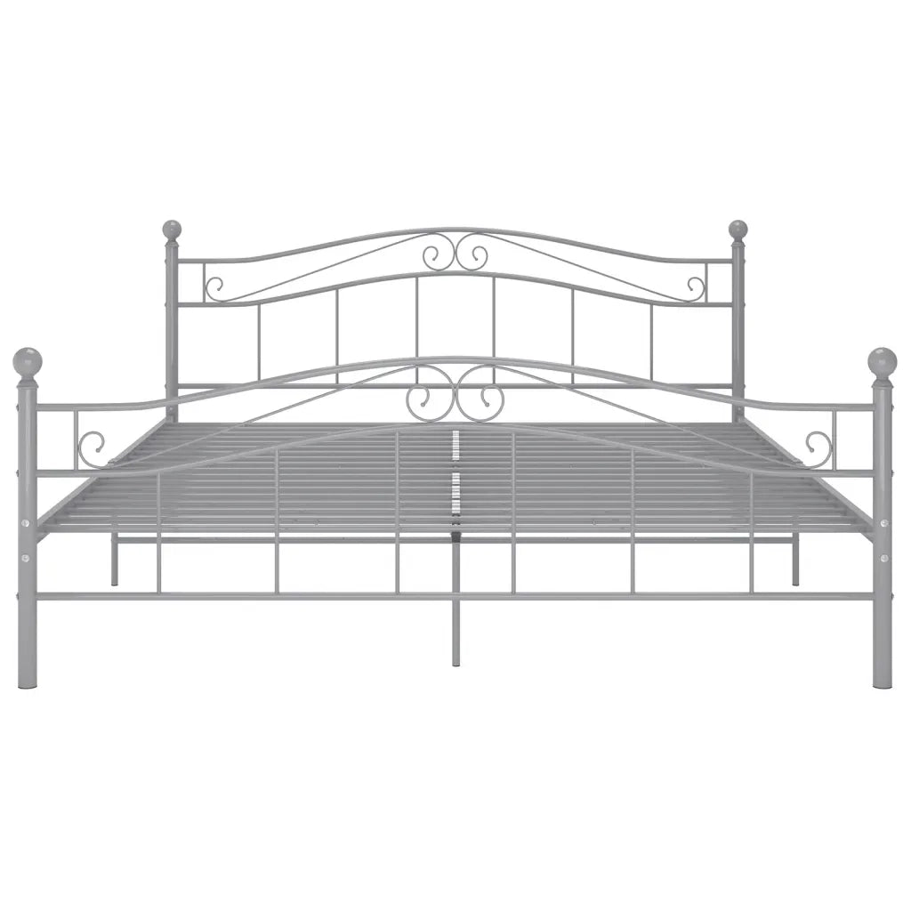 Letto matrimoniale | Letto per adulti | Giroletto Grigio in Metallo 140x200 cm