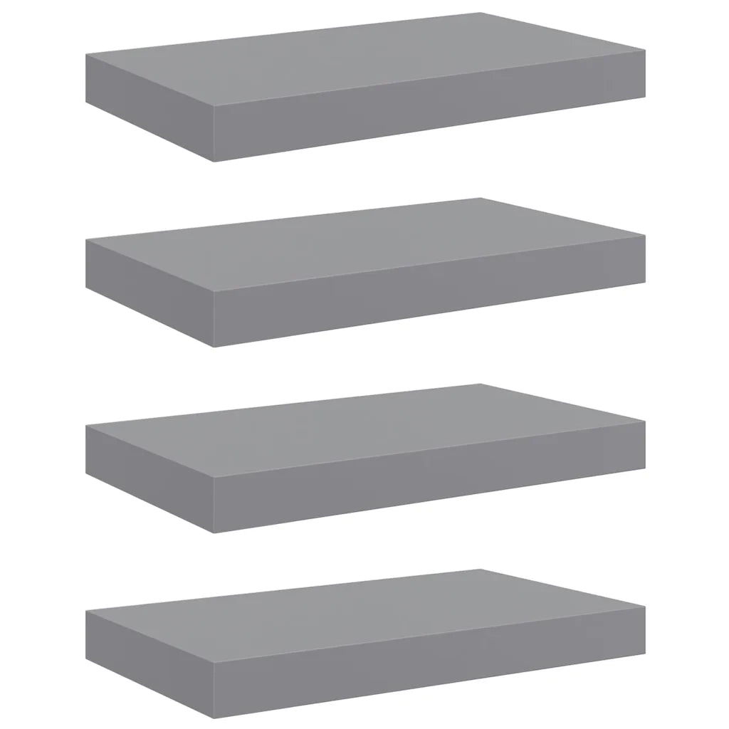 4 pz Scaffali a Parete | Ripiano a parete | Mensole a Parete Grigi 40x23x3,8 cm in MDF