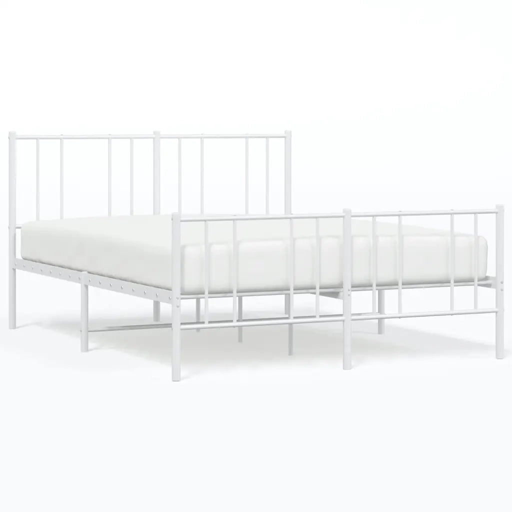Letto matrimoniale | Letto per adulti | Giroletto con Testiera e Pediera Metallo Bianco 140x190 cm