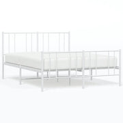 Letto matrimoniale | Letto per adulti | Giroletto con Testiera e Pediera Metallo Bianco 140x190 cm