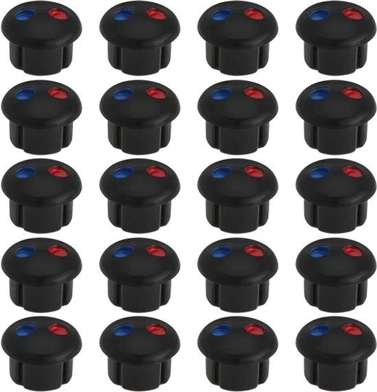 Indicatore di livello dell'acqua - Rubinetto - Caldo e freddo - Rosso e blu - Cucina - Bagno - Vasche da bagno - Copertura - 6,7 mm fori - Nero - 20 pezzi - Adatto a - Indicatore di livello dell'acqua - Maniglione - Etichette