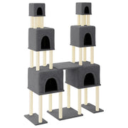 Albero per Gatti con Tiragraffi in Sisal Grigio Scuro 199 cm CFW6320211