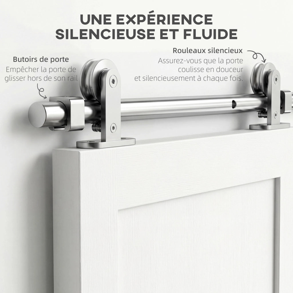 Guida scorrevole per porte ¨C Minimal ¨C Argento 76x30 cm