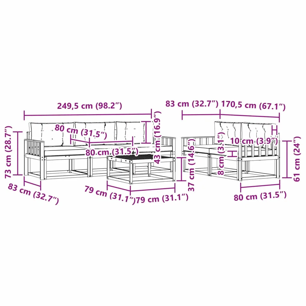 Set di divani da esterno 6 pz Bianco e Crema 3386054
