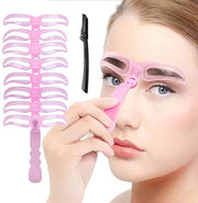 Kit di stencil per sopracciglia 8 pezzi - Kit di stencil con supporto - Stilizzazione delle sopracciglia facile - Sostegno manuale per stencil - Rinnovabile - Rosa - Stencil per sopracciglia