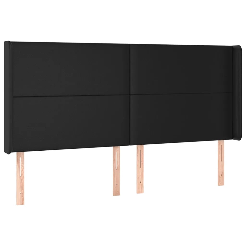 Testiera a LED Nera 163x16x118/128 cm in Similpelle
