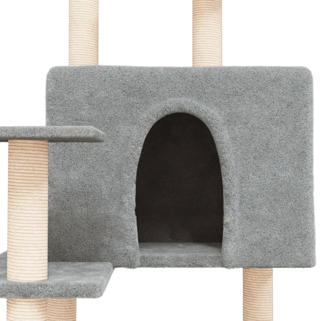Tiragraffi per gatti torre per arrampicata giocattolo piattaforma per arrampicata con tiragraffi in sisal leggero 153 cm grigio 02_0022575