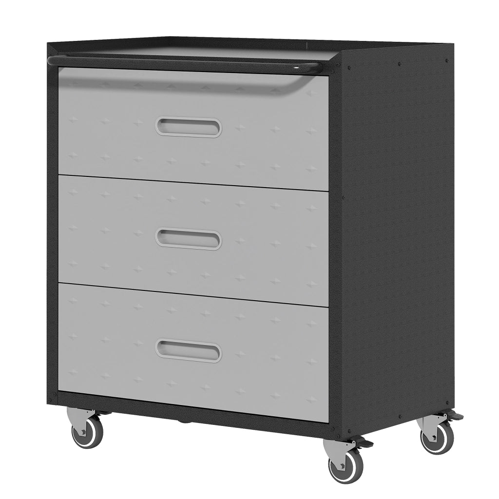 Cassettiera Mobile in Metallo con Ruote ¨C Minimal ¨C Nero/Grigio, 75x42x88 cm