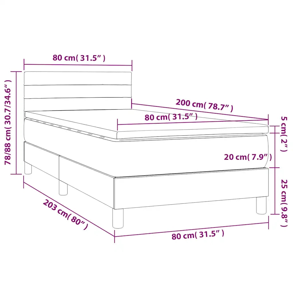 Letto singolo | Letto per adulti | Giroletto a Molle con Materasso Blu 80x200 cm inTessuto