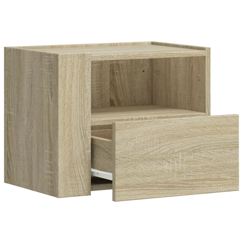 Set di 2 Comodini | Armadio da Notte | Mobiletto da notte a Muro Rovere Sonoma 45x30x35 cm