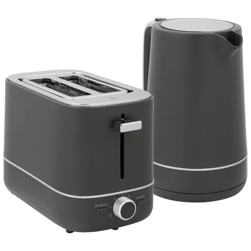 Set composto da un bollitore da 1,7 litri e un tostapane con 6 livelli di doratura, grigio