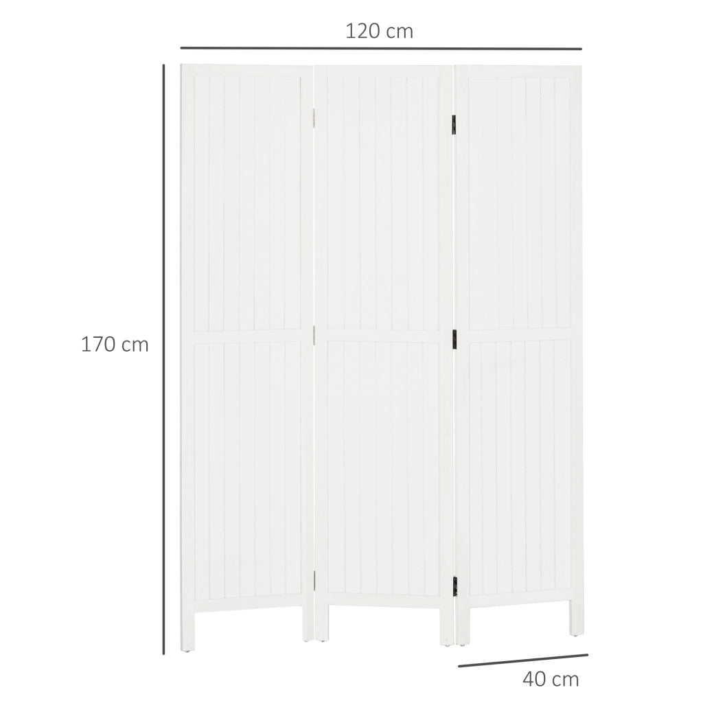 Paravento separatore 3 pannelli legno pieghevole - Xylo - bianco 120x170 cm