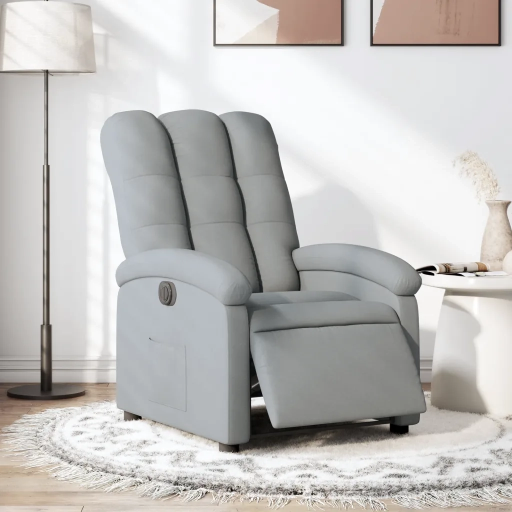 Poltrona | Sedia Relax Elettrica Reclinabile Grigio Chiaro in Tessuto
