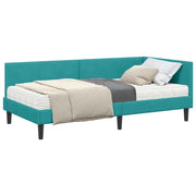 Letto singolo | Letto per adulti | Struttura Letto Angolare con Materasso 2 pcs Turchese Velluto