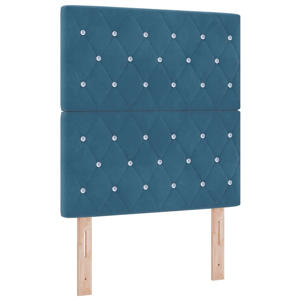 Letto a Sorgente LED con testiera Blu Scuro 80 x 200 cm Tessuto