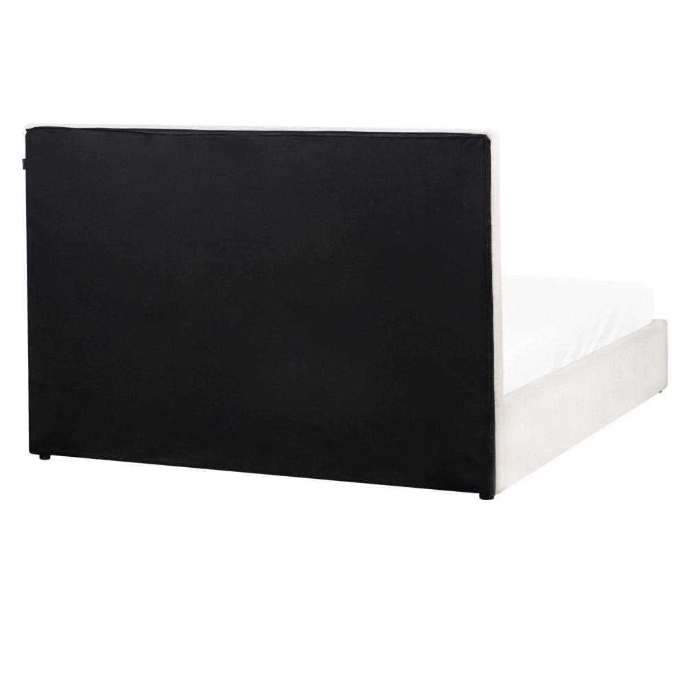 Letto ottomano Bianco Sporco Poliestere Rivestito 160 x 200 cm con Storage e Testata Mobili da Camera da Letto