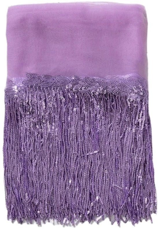 Decorazione di Abito con Bordo a Frange 20 cm - Nastro Decorativo con Pailletten - Bordo - Ornamento di Abito - Fattoria di Materiali Durevoli Polyester - 3 Metri