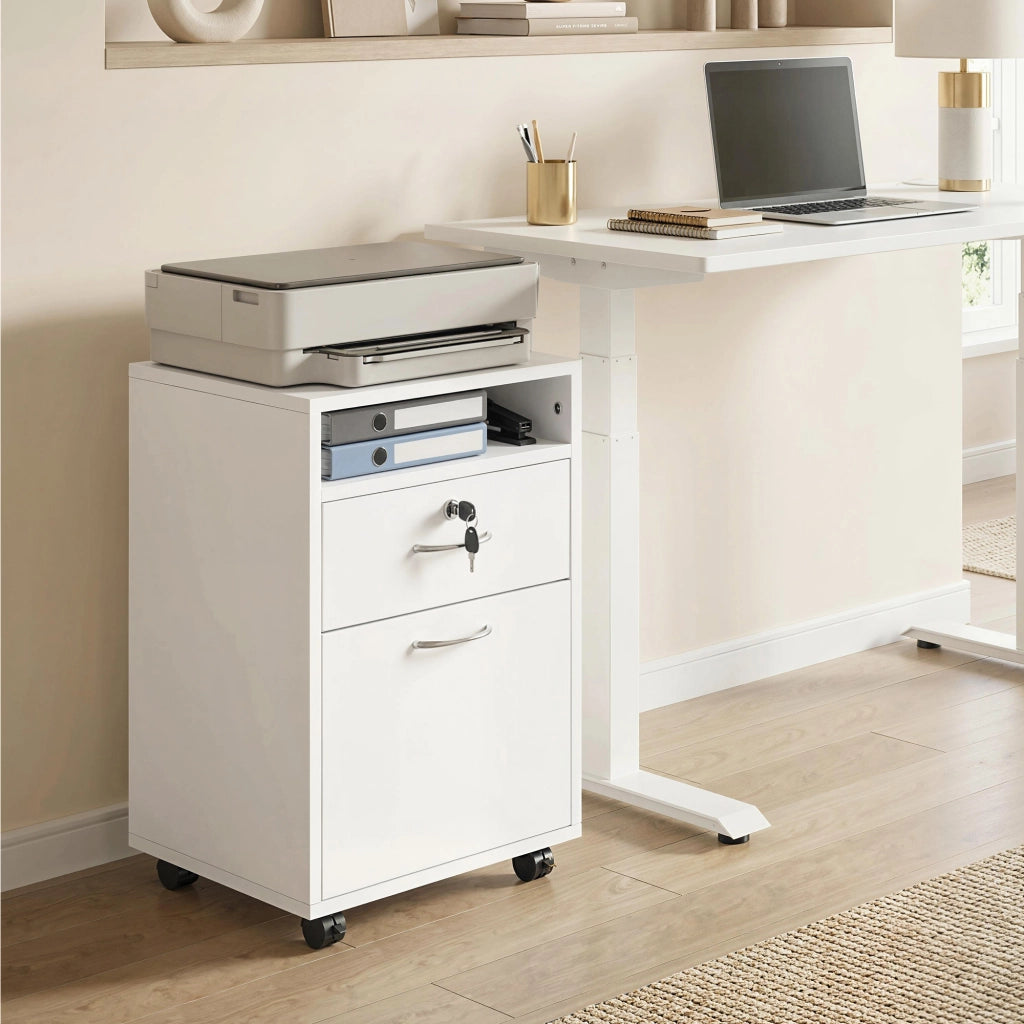 Cassettiera per Ufficio con Ante e Cassetti ¨C Minimal ¨C Bianco 40x35x60 cm