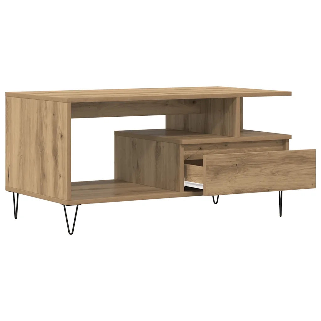 Tavolino Salotto Rovere Artigianale 90x49x45 cm Multistrato 857453