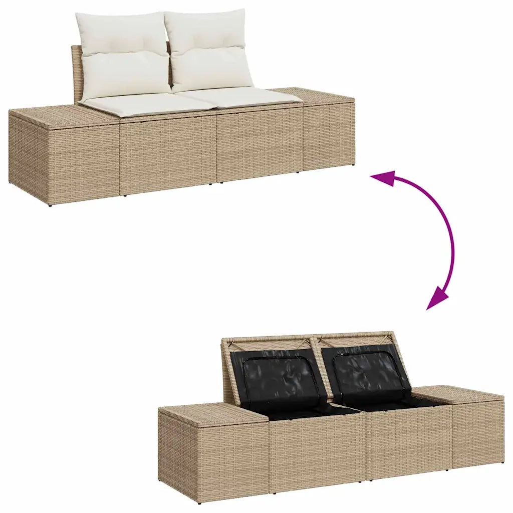 Set Divano da Giardino con cuscino 13 pcs Beige Poly Rattan 3364781