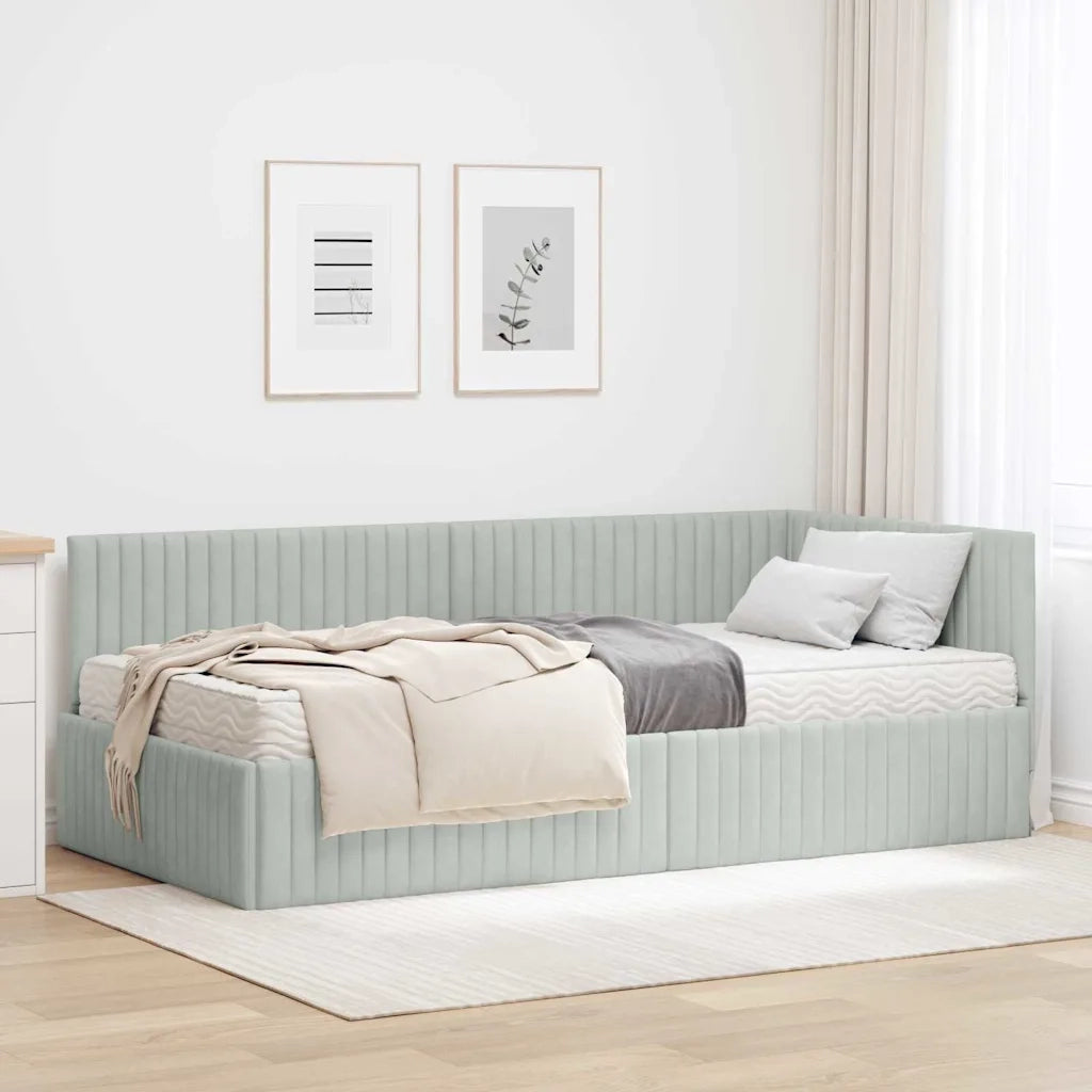 Struttura Letto Angolare con Materasso 2 pcs Grigio chiaro 3393828