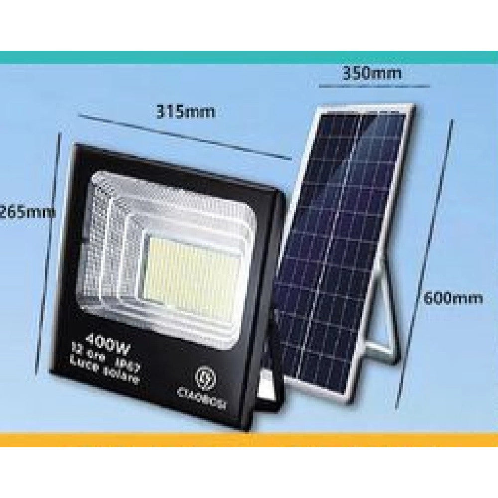 Trade Shop - Faro Faretto Led Pannello Solare Fotovoltaico 400w Ip67 Con Crepuscolare Led-9752 -