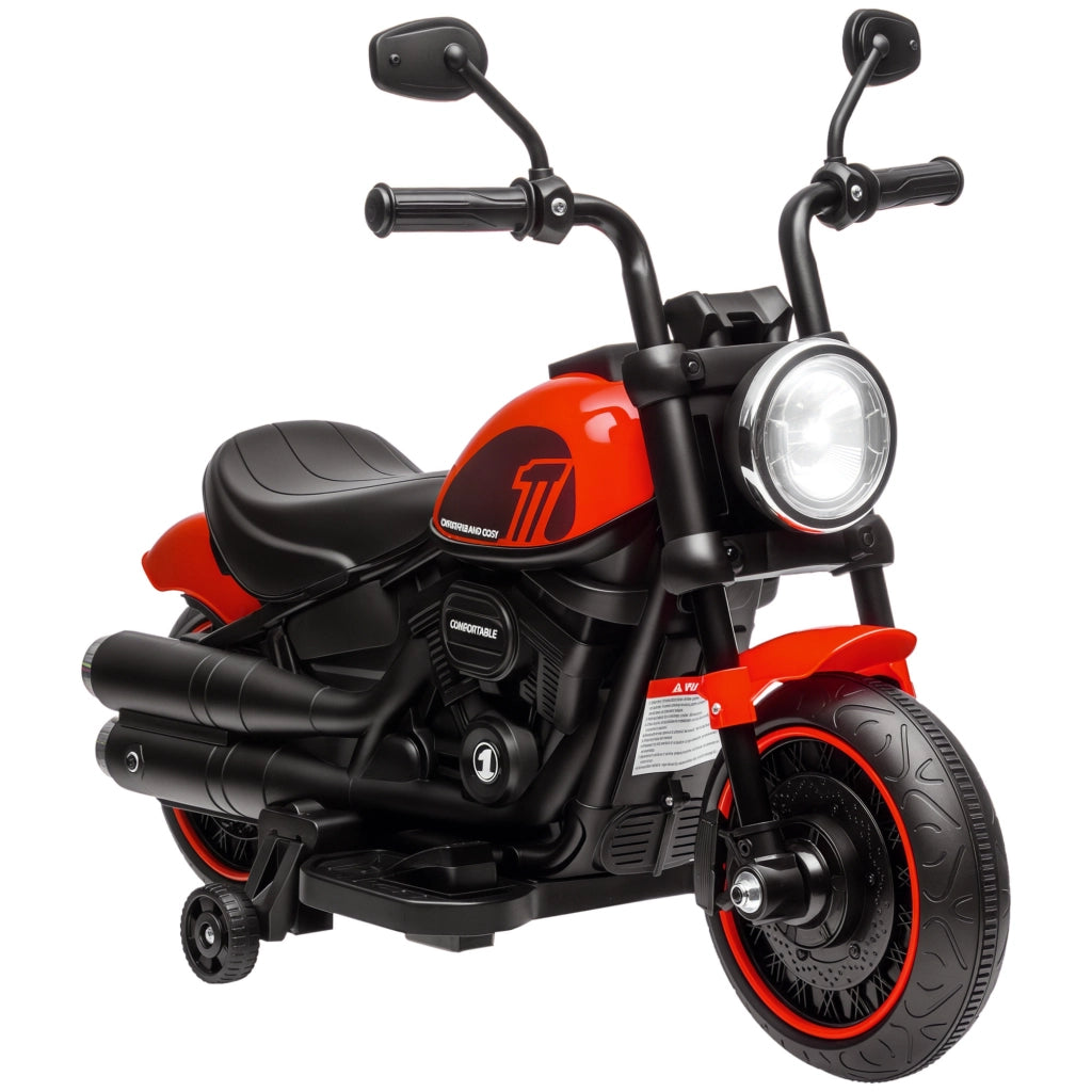 Moto Elettrica Bambini con Rotelle ¨C zephmum ¨C Rosso e Nero 76x42x57 cm