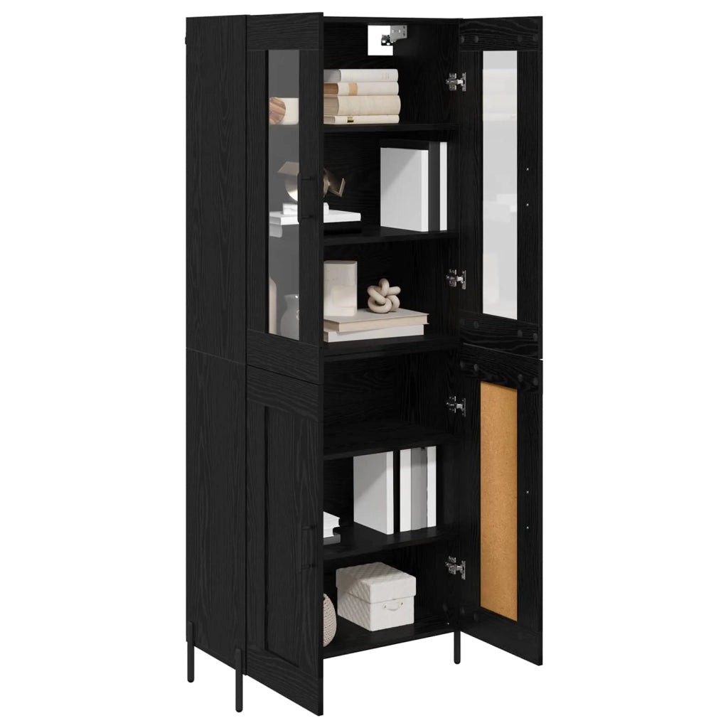 Credenza-Buffet-Armadio da cucina Rovere Nero 69,5 x 34 x 180 cm Legno multistrato 246316