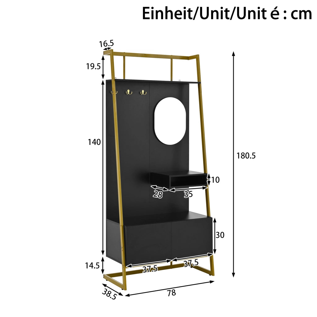 Guardaroba Ingresso con Specchio, Panca, Appendiabiti e Scarpiera ¨C MINIMAL ¨C Metallo, Multiuso