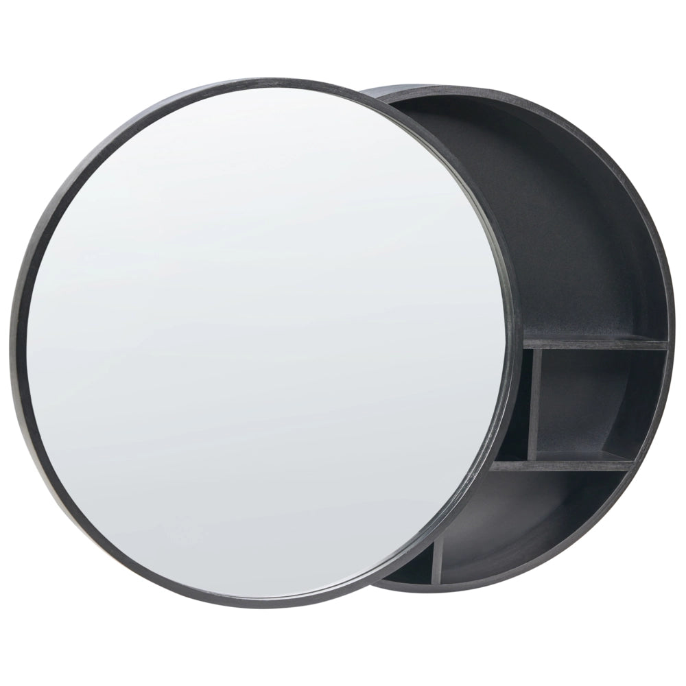 Armadietto a muro per bagno con specchio 50 x 50 cm Legno di bambù Pratico contenitore Stile moderno Bagno Nero