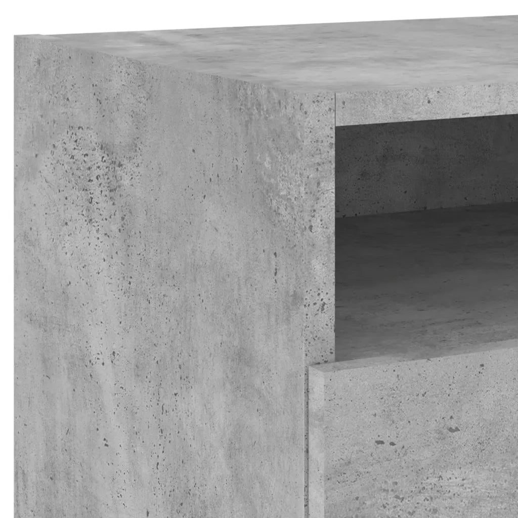 Comodino | Armadio da Notte | Mobiletto da notte con Luci LED Grigio Cemento 40x39x37 cm
