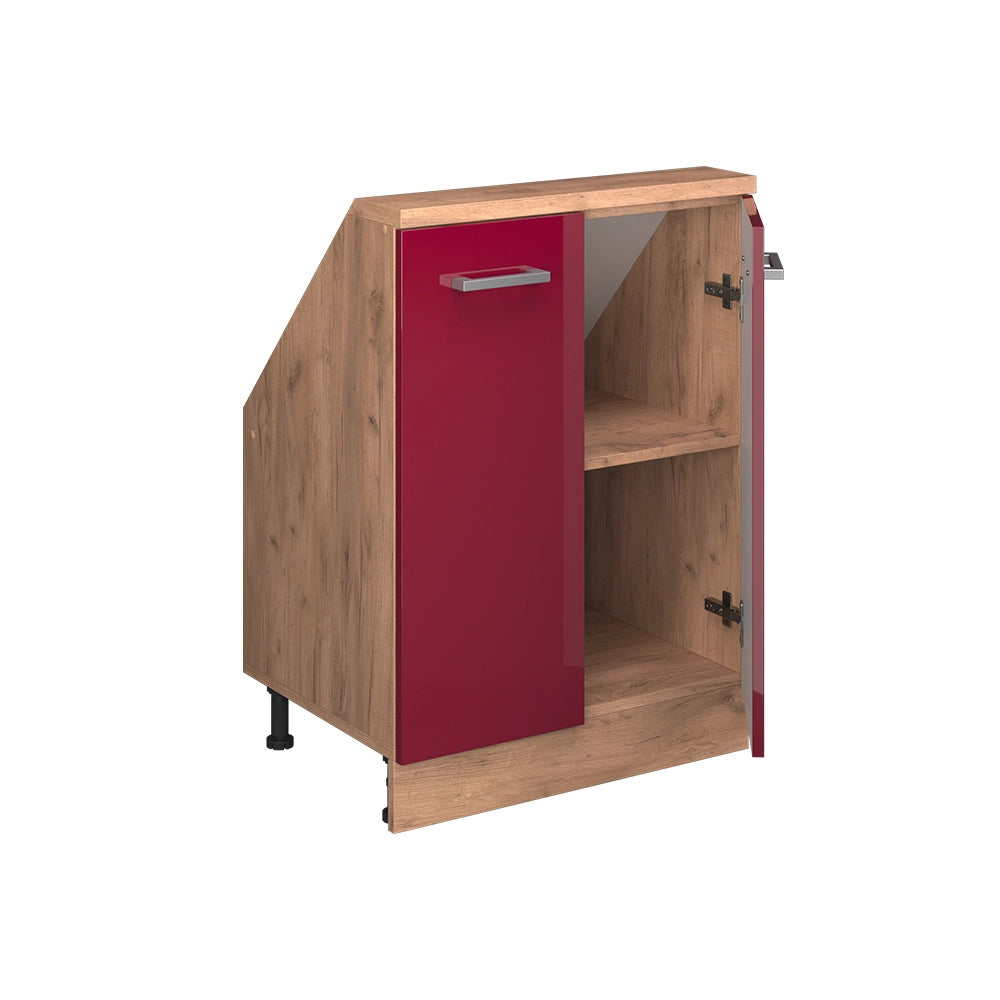 Mobile sottotetto Rion Rosso lucido/Rovere dorato con 2 porte Vicco