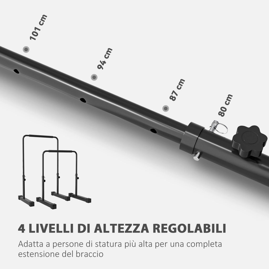 Set Barre per Dip Regolabile ¨C zephmum ¨C 4 Altezze, Acciaio, Nero, 70x50x80-105 cm