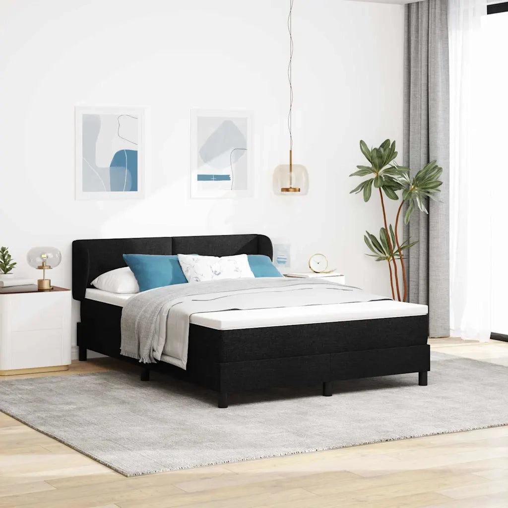 Letto a molle con materasso Nero 140 x 190 cm Tessuto 3340019