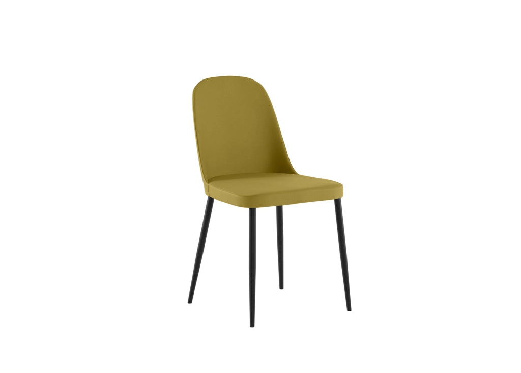 Sedia Tamara da pranzo moderna rivestimento soft-touch senape gambe in metallo nero, design elegante 45x52x85 cm - Seduta Design