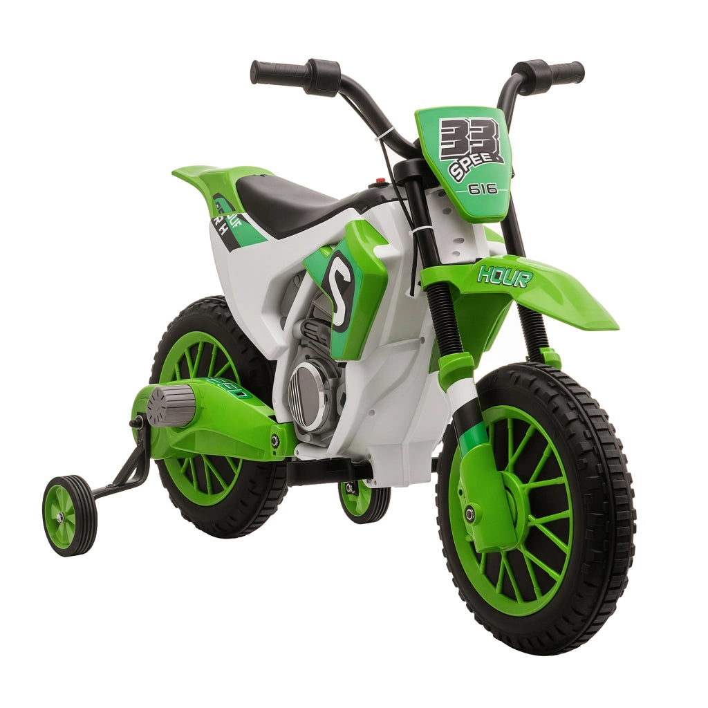 Moto Cross Bambini Elettrica Verde con Rotelle ¨C zephmum ¨C PP e Metallo 106.5x51.5x68 cm