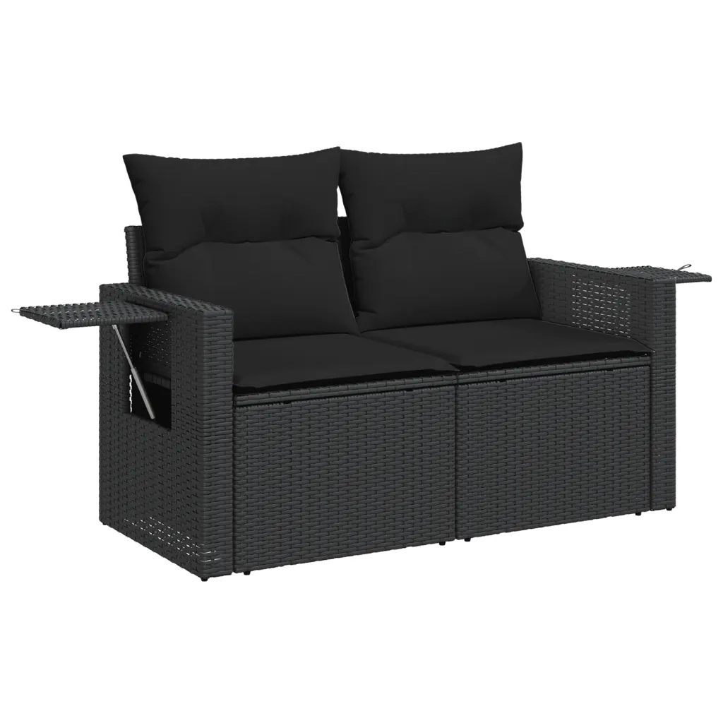 Set Divani da Giardino con Cuscini 7pz Nero Polyrattan 3224452