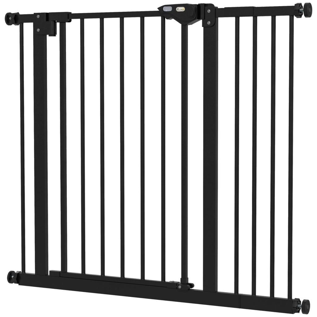 Barriera di sicurezza per animali con porta e chiusura automatica ¨C Minimal ¨C Nero, 1 estensione