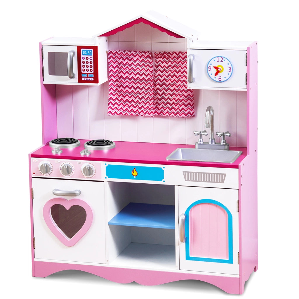 Cucina da gioco con lavello rubinetto forno a microonde fornelli per bambini, Set da cucina da gioco 82x30x100,5cm-Cucine giocattoli